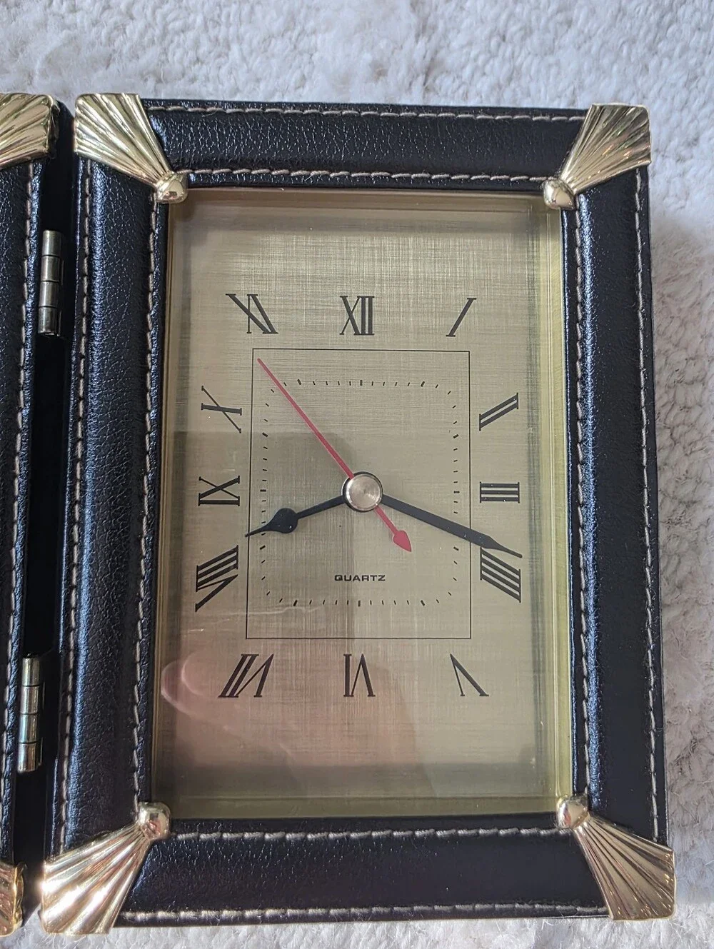 Vintage Foldable Desk Clock Photo Frame Combo